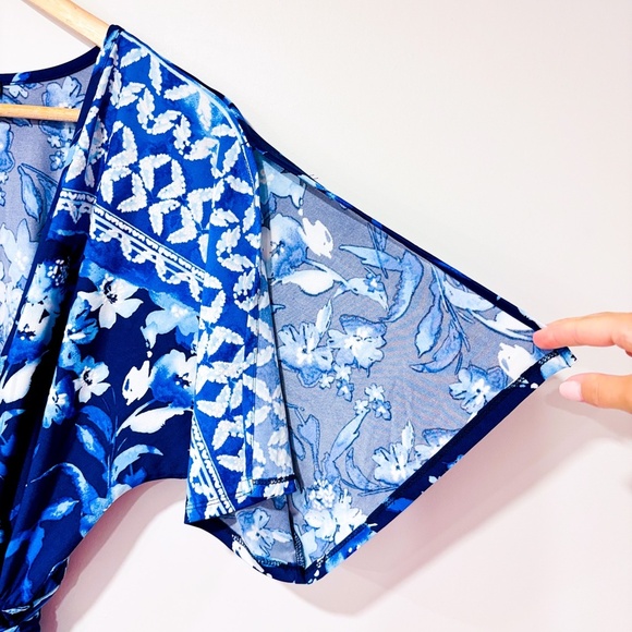 VENUS | Blue floral wrap jumpsuit | Wide leg boho style | Small * - Picture 3 of 8